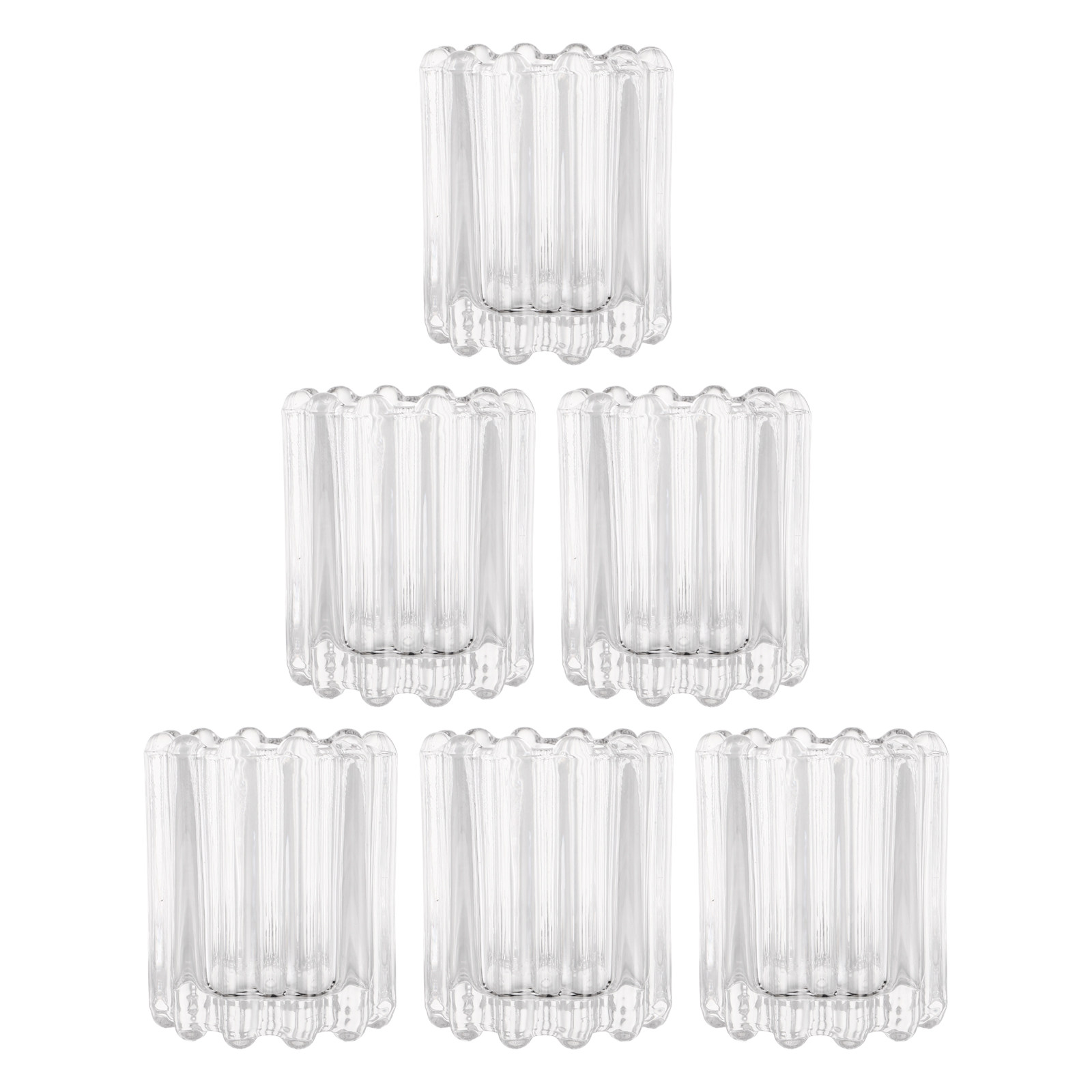 Coffee Tea Cups - 6Pcs European Style Glass Holders Clear