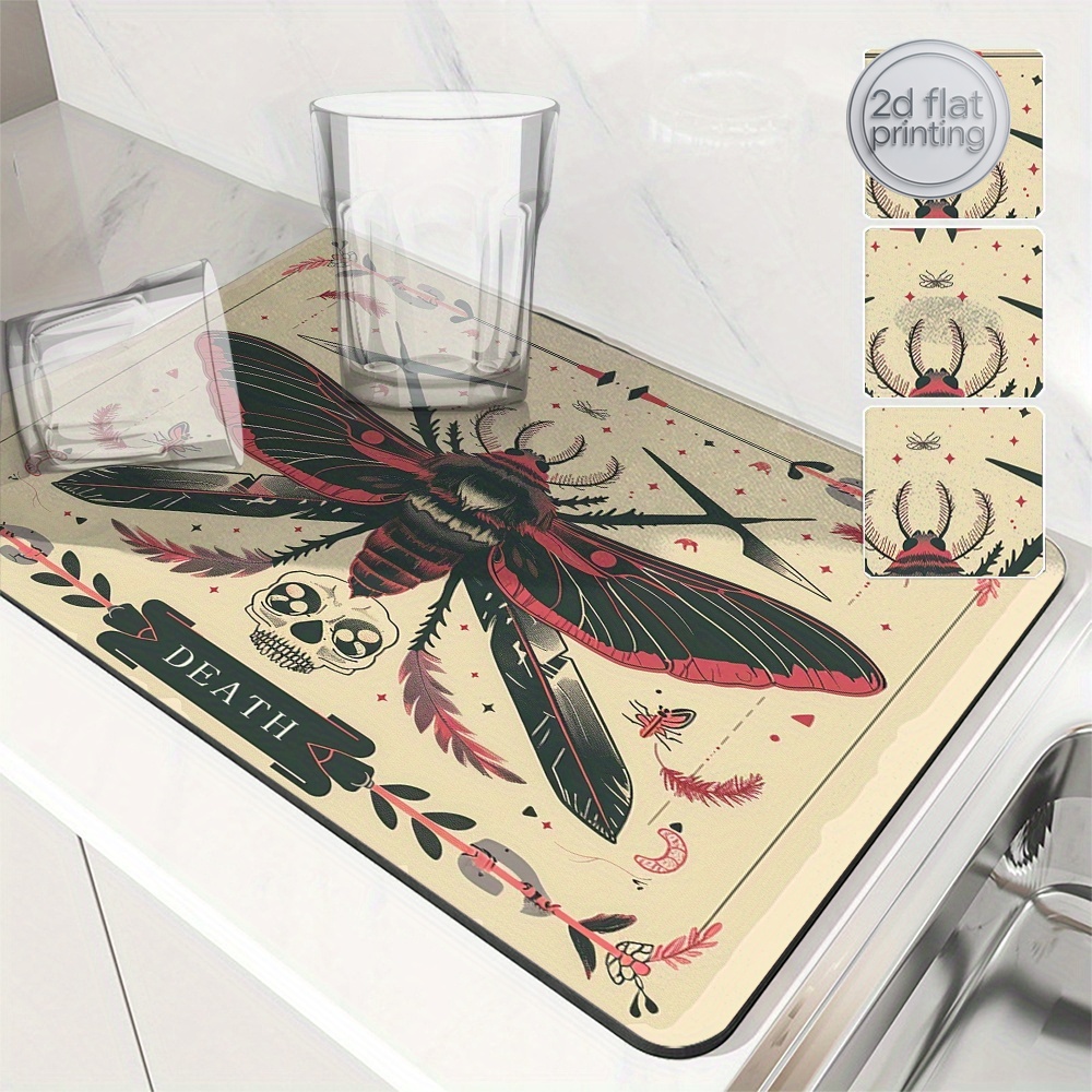 Tea Coffee Utensils - 1pc Card Moth Skull Gothic Absorbent