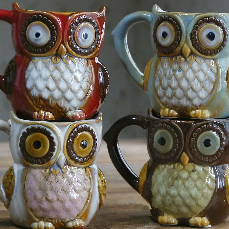 Morning Tea Coffee - Cute Owl Cartoon Coffee Drinkware, Milk,