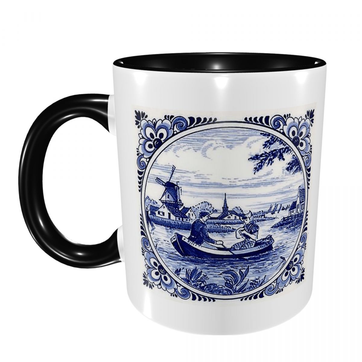 Coffee Tea Friends - Dutch Blue Delft Windmill Church And