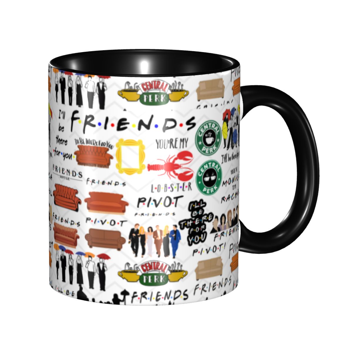 Coffee Tea Friends - Vintage Friends Symbol Collage Coffee Mugs