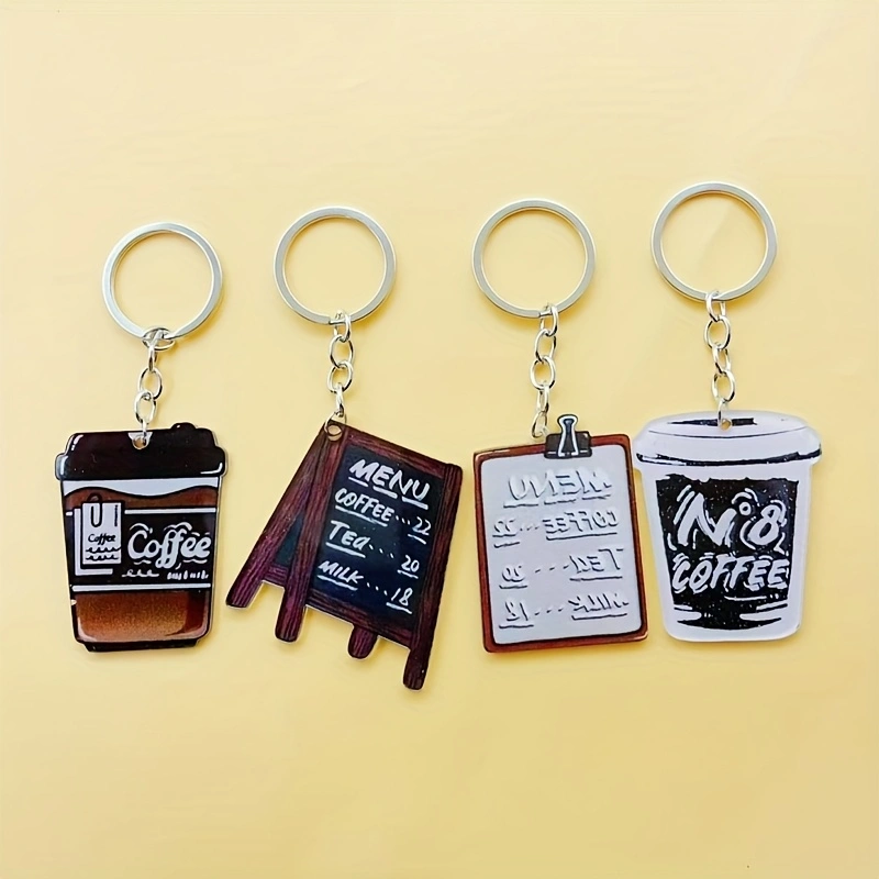 Coffee & Tea Difabis - 8pcs acrylic coffee cup keychain, suitable
