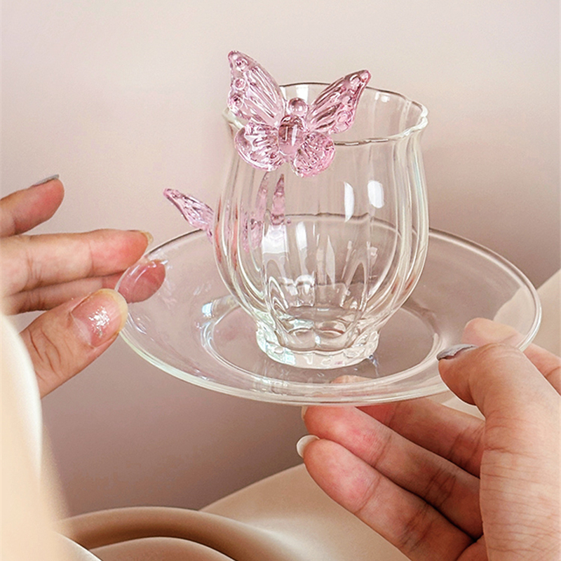 Coffee Cup and Saucer Set Glas - Tea Coffee Utensils review and price