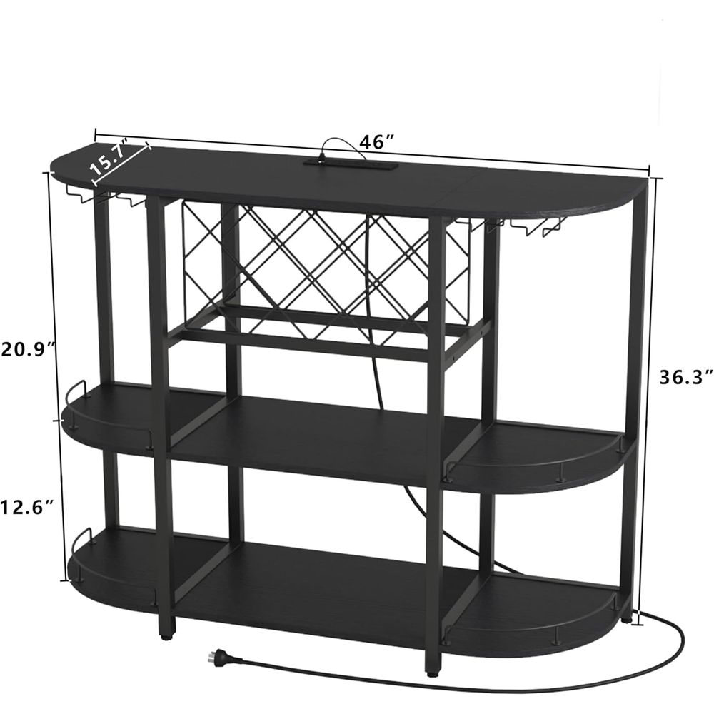 Black 3-Tier Coffee Table with - Coffee & Tea Difabis review and price