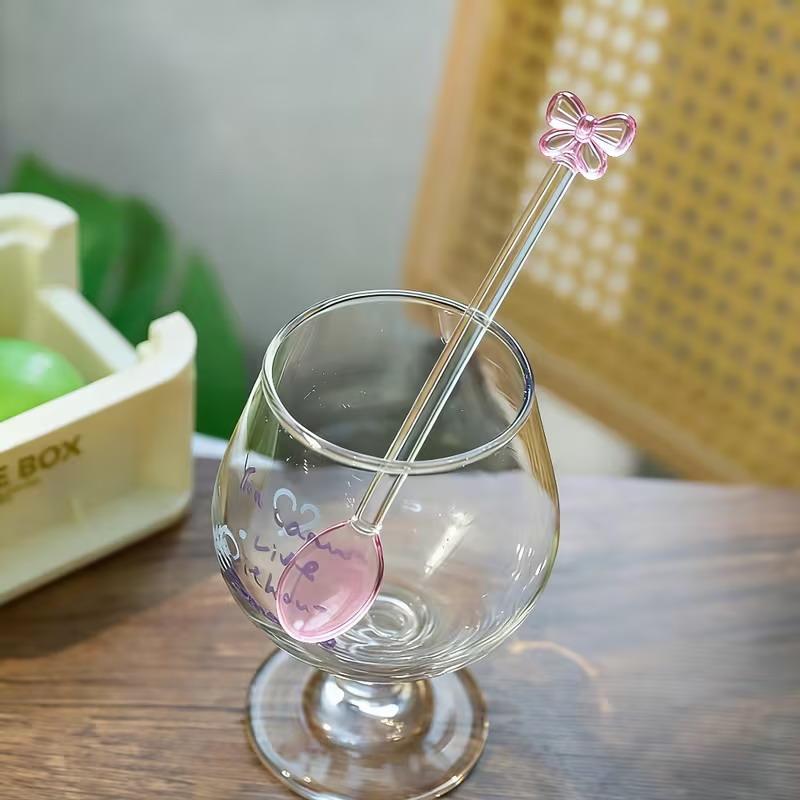 Pink Bow-Adorned Glass Coffee  - Tea Coffee Utensils review and price