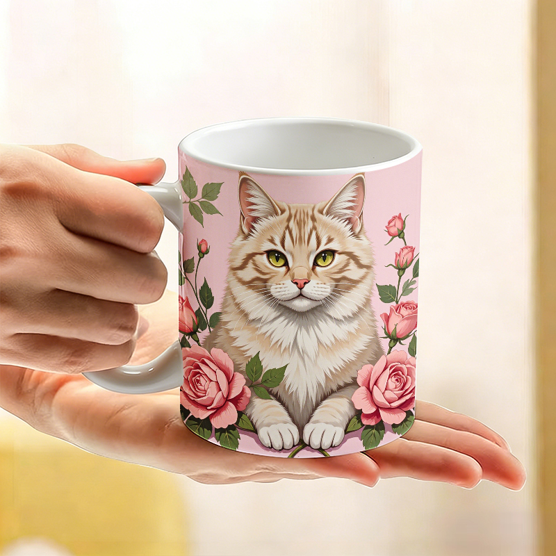 Sweet Floral Kitty Ceramic Mug - Coffee Tea Friends review and price