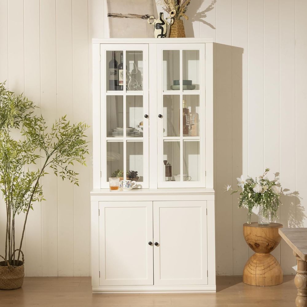 75 Tall White Glass Door Kitch - Coffee & Tea Difabis review and price