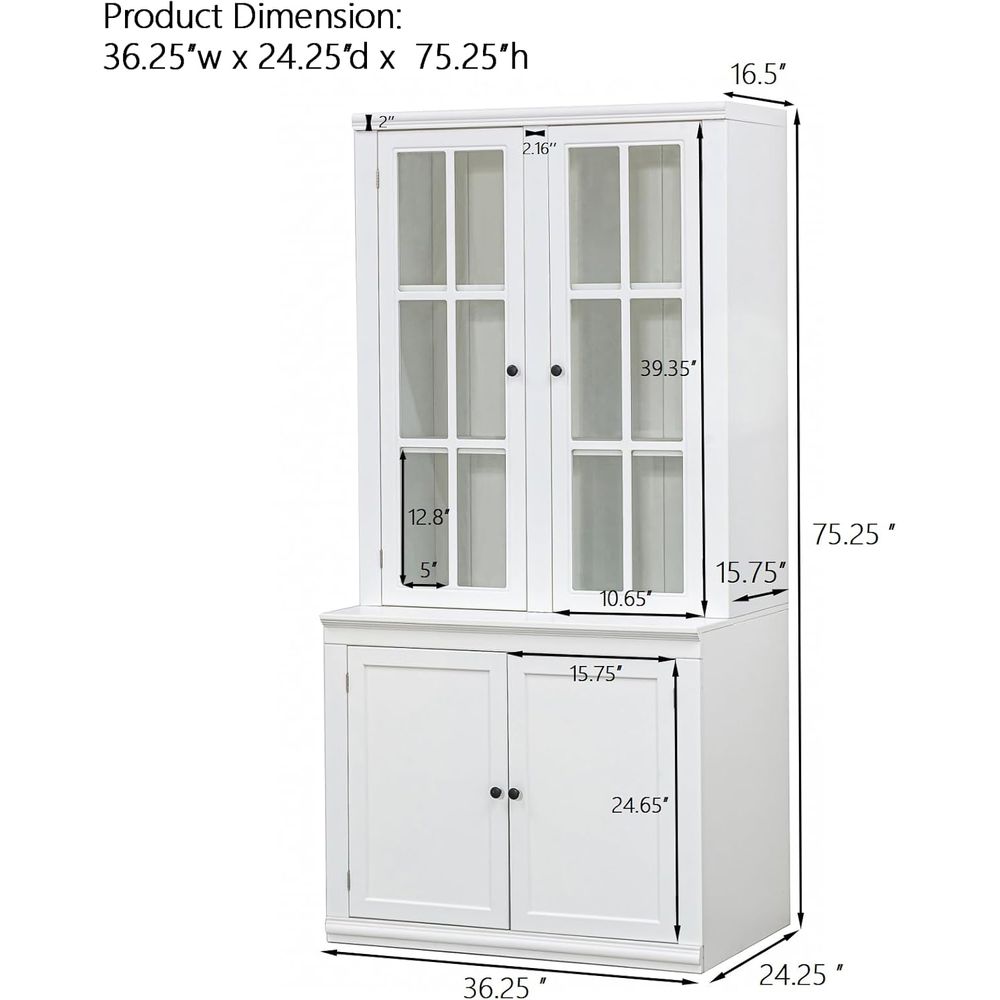 75 Tall White Glass Door Kitch - Coffee & Tea Difabis review and price