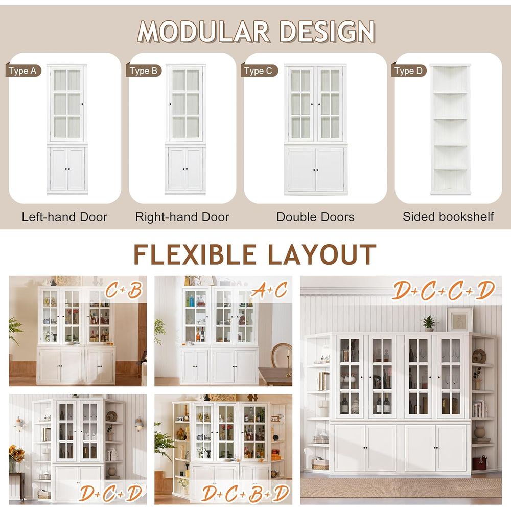 75 Tall White Glass Door Kitch - Coffee & Tea Difabis review and price