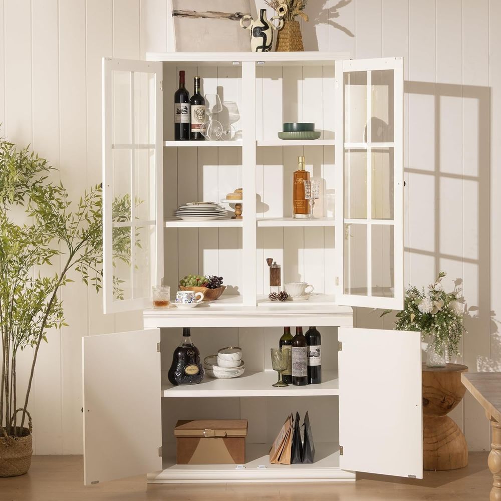 75 Tall White Glass Door Kitch - Coffee & Tea Difabis review and price